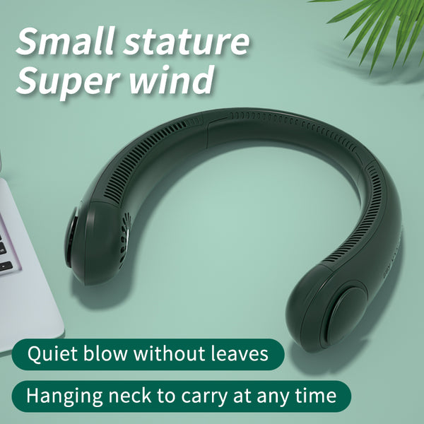 Lazy hanging neck fan mute outdoor sports USB small fan folding leafless hanging